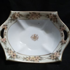 Antique 1940s Hand-Painted Nippon Dish with Handles