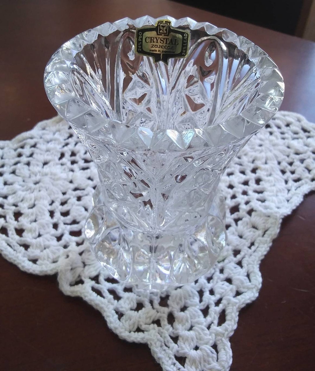Vintage Leaded Crystal Vase Zajecar Made in Yugoslavia Etsy