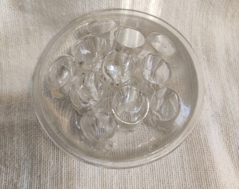 Vintage 11 Hole Clear Glass Domed Flower Frog