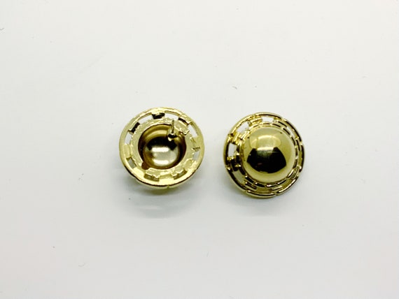 1980s TRIFARI TM Domed Round Pierced Earrings in … - image 5