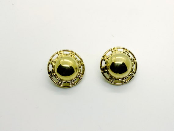 1980s TRIFARI TM Domed Round Pierced Earrings in … - image 6
