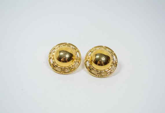 1980s TRIFARI TM Domed Round Pierced Earrings in … - image 3