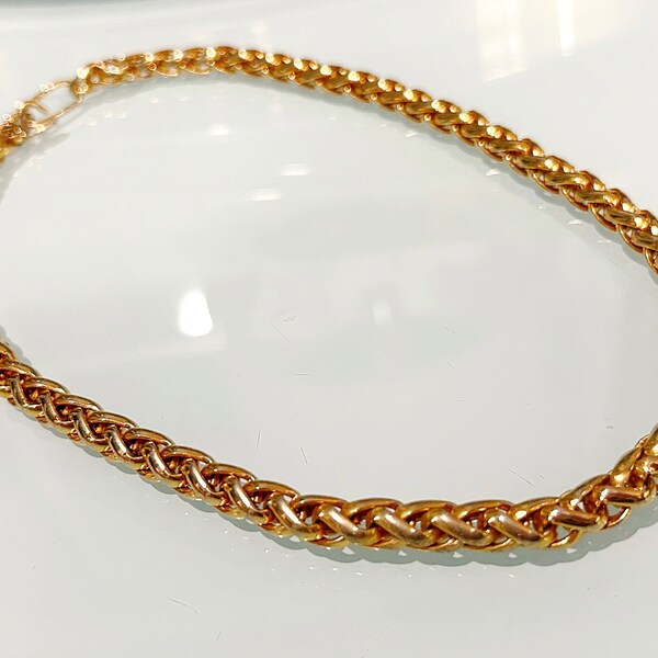 Amazing 80s Designer Vintage Gold Tone Byzantine Chunky Chain Necklace 18” Necklace | Signed Les Bernard