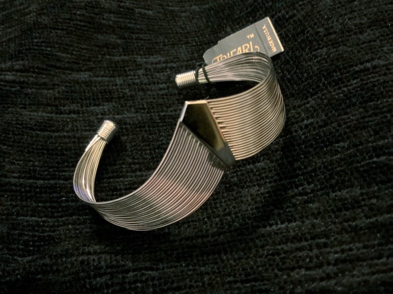 TRIFARI Silver Tone Wire Cuff Bracelet NOS Tags - image 2
