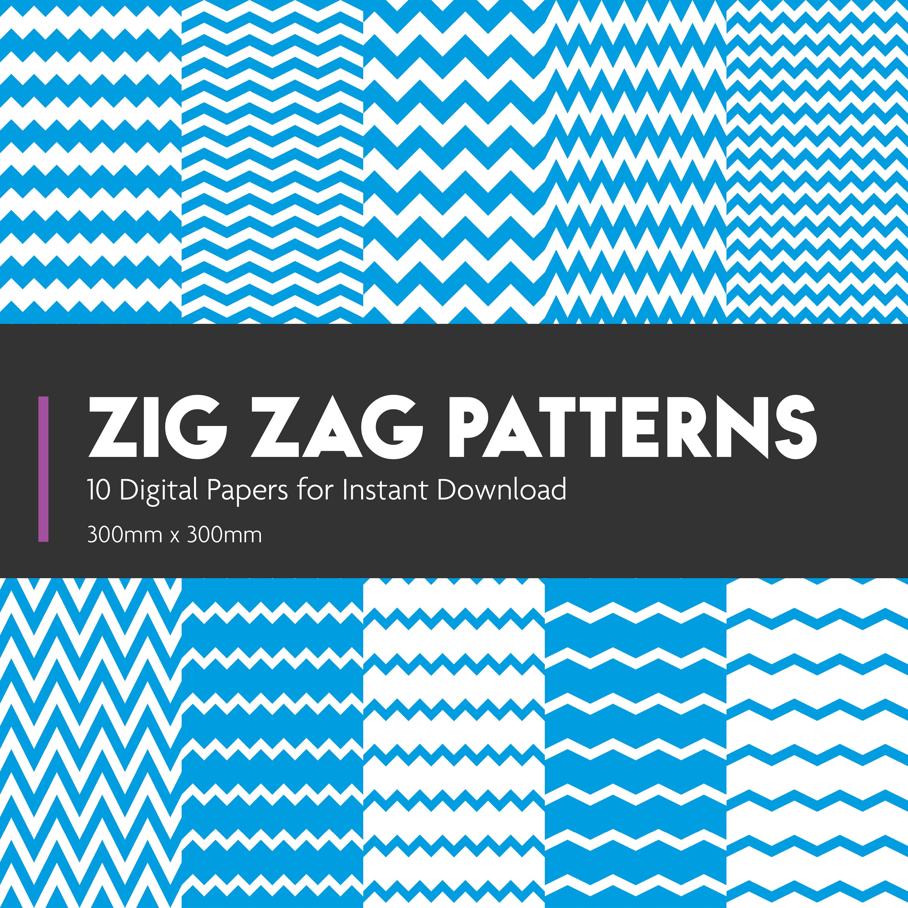 Zig Zag Pattern Digital Paper Seamless Cyan Etsy