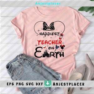 Gelukkigste leraar op aarde Svg, Leraar svg, Terug naar school Svg, Cricut File, Clipart, Svg, Png, Eps, Dxf