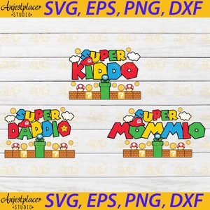 Super Daddio Svg, Super Mommio Svg, Super Kiddio Svg, Pacote, Game Svg, arquivo cricut, clipart, svg, png, eps, dxf