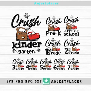 I&#39;m Ready To Crush Kindergarten Svg, Pre-K Svg, Bundle,  Back To School Svg, Cricut File, Clipart, Svg, Png, Eps, Dxf