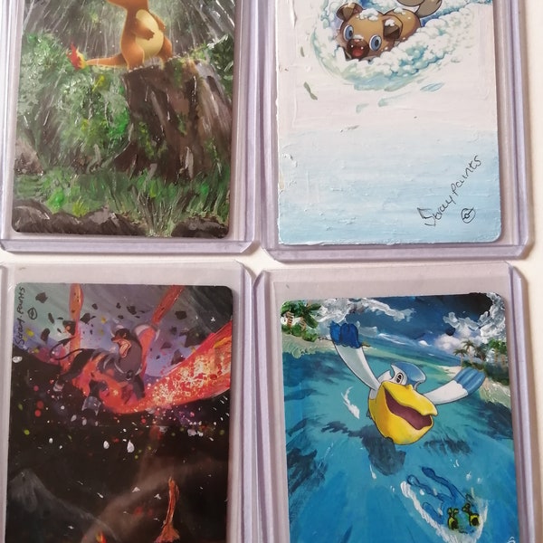 Commission Custom Pokemon card art painting alter extended hand painted