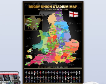 English Rugby Union Scratch-Off Map