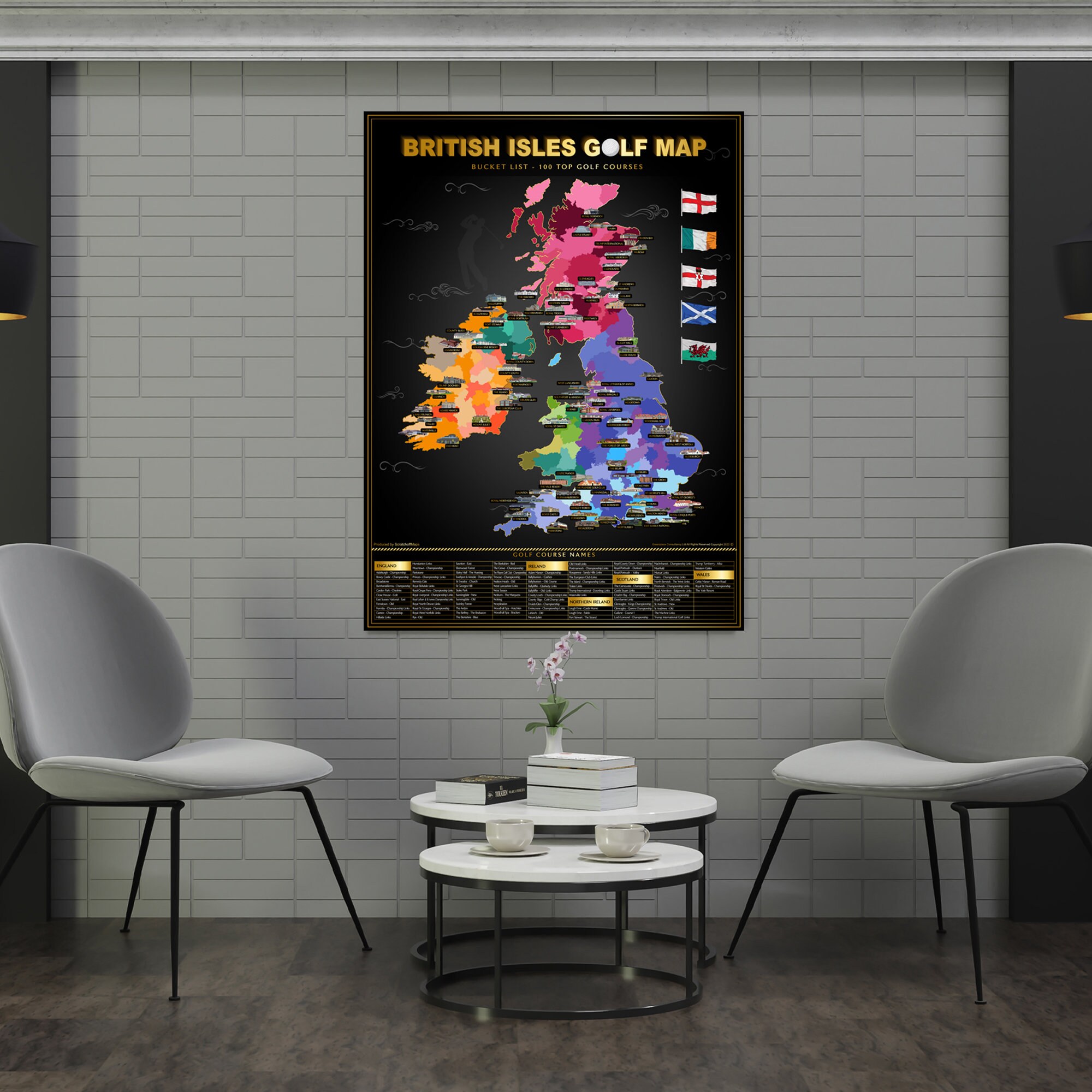 British Isles Scratch off Golf Map Etsy UK