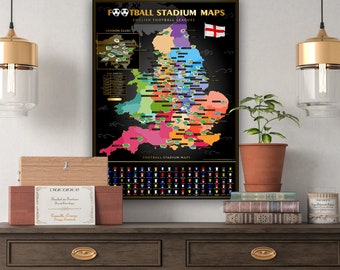 English Football Stadiums Scratch Off Map: New 26/27 Season Poster
