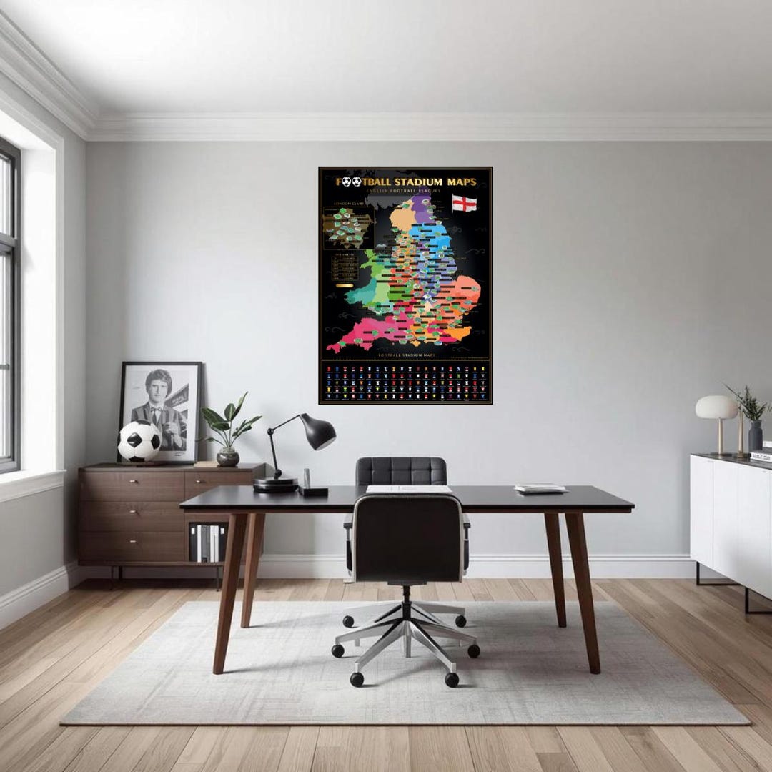 English Football Stadiums Scratch off Map: 25/26 Season Poster - Etsy