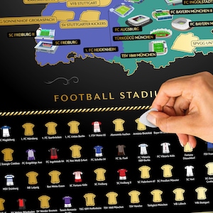 Rubbelkarte Fußballstadien Deutschland – Deutsche Ligen Scratch-Off Poster mit 100 Stadien & Trikots | Fußball Geschenk 85 × 60 cm image 6