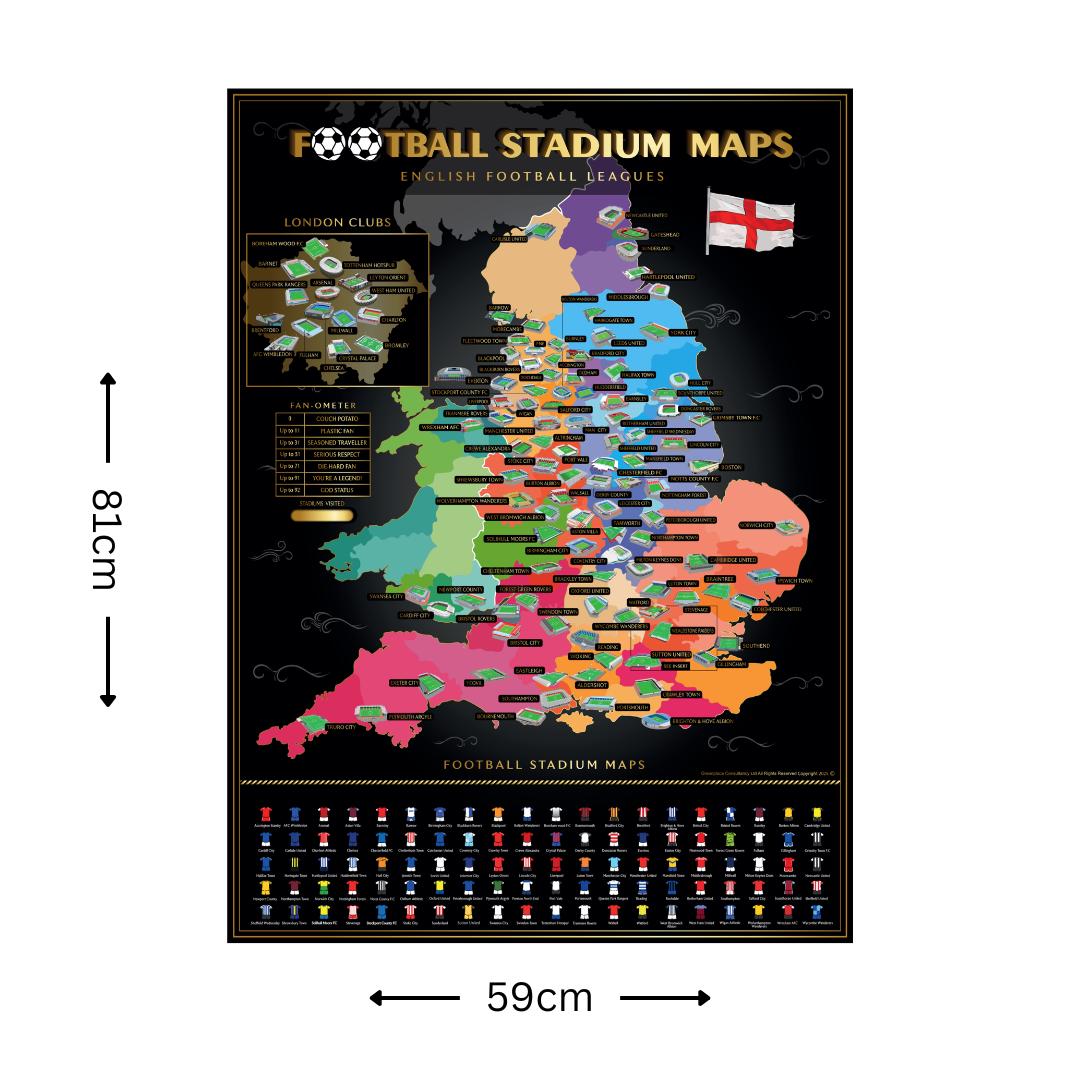 English Football Stadiums Scratch off Map: 25/26 Season Poster - Etsy