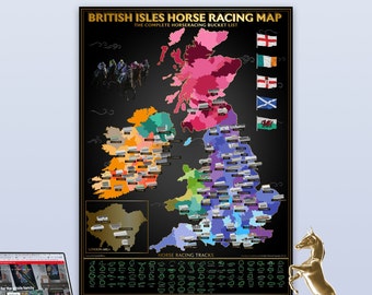 British Isles Scratch off Horse Racing Map