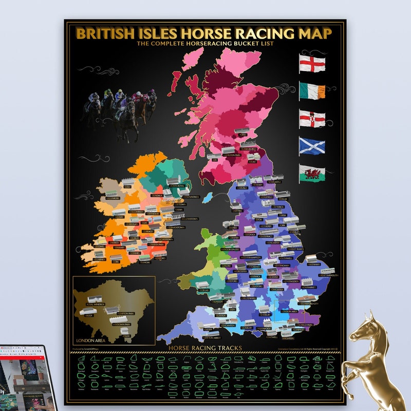 Horse Racing Map Uk - Etsy UK