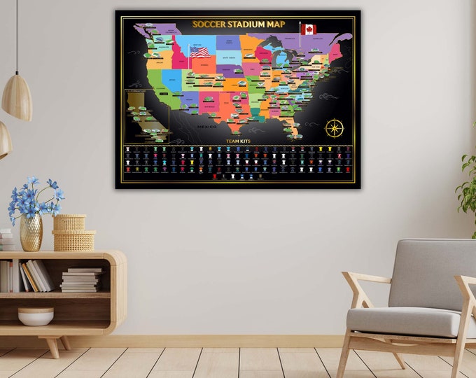 USA Scratch off Soccer Map