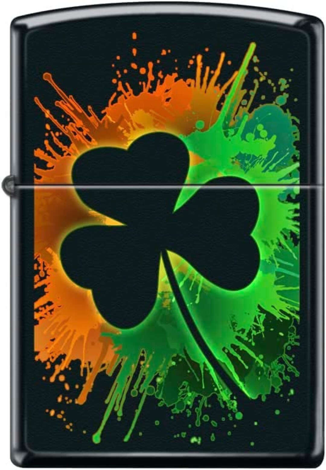 Three Leaf Shamrock Zippo Lighters graffiti Shamrock Leaf Black Matte