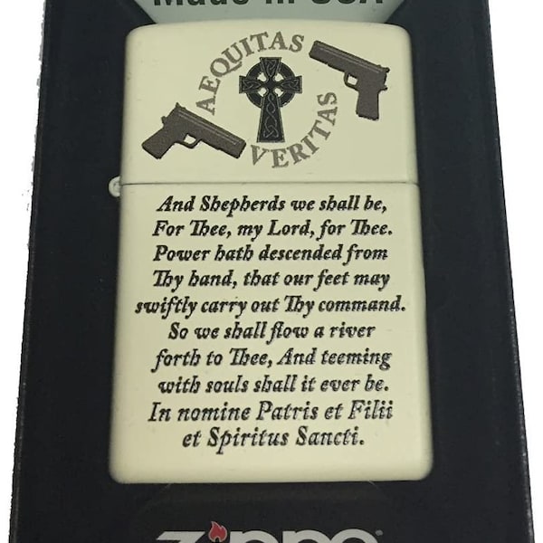 Aequitas Veritas Family Prayer - Regular Flat Sand Custom Zippo Lighter