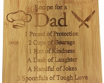 Recipe for a Dad Cute Funny Laser Engraved Bamboo Cutting Board