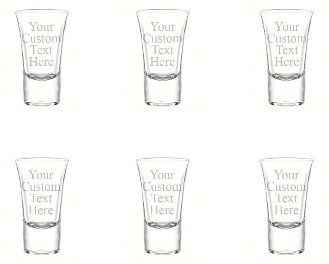 Personalized Set of 6 Custom Shot Glass Glasses 1.75oz Free Engraving