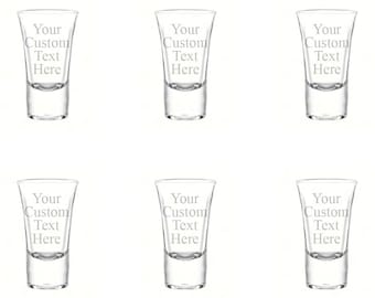 Personalized Set of 6 Custom Shot Glass Glasses 1.75oz Free Engraving Groomsmans 
