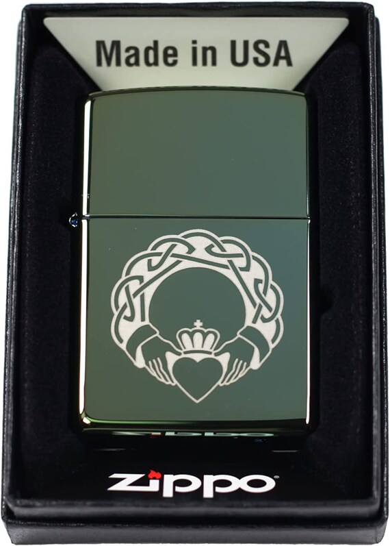Celtic Claddagh High Polish Green Custom Zippo Lighter -  Israel