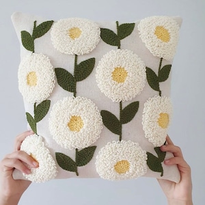 BOHO Punch Needle Cushion cover| 100% hand-made| Floral design cushion| Boho style| Nursery room