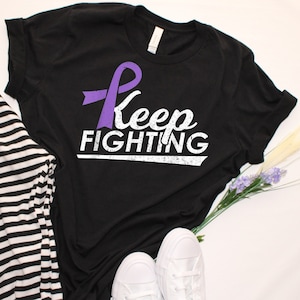 Camiseta de concienciación sobre el Alzheimer: Camiseta de apoyo con lazo morado