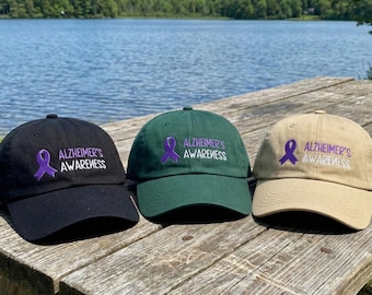 Alzheimer's Awareness Dad Hat: Lila Baumwolltwill Cap mit Schleife