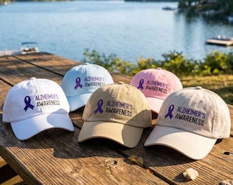 Alzheimer's Awareness Dad Hat: Lila Baumwolltwill Cap mit Schleife