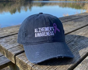 Alzheimer's Awareness Distressed Dad Hat: Unterstützung für lila Bänder