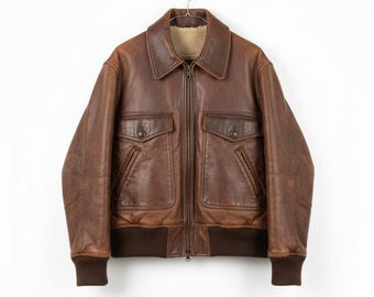 Vintage Distressed Brown Leather Jacket :Classic Aviator Style Men’s Jacket | Sheep Leather Flight Coat | Heavy-Duty Winter Wear