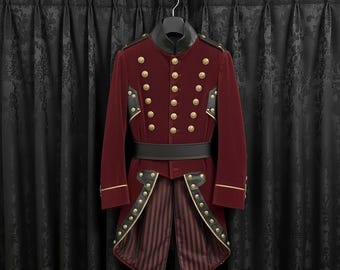 Military Steampunk Tailcoat : Ringmaster Hussar Jacket | Victorian Masquerade Cosplay Costume | Gothic Festival Coat