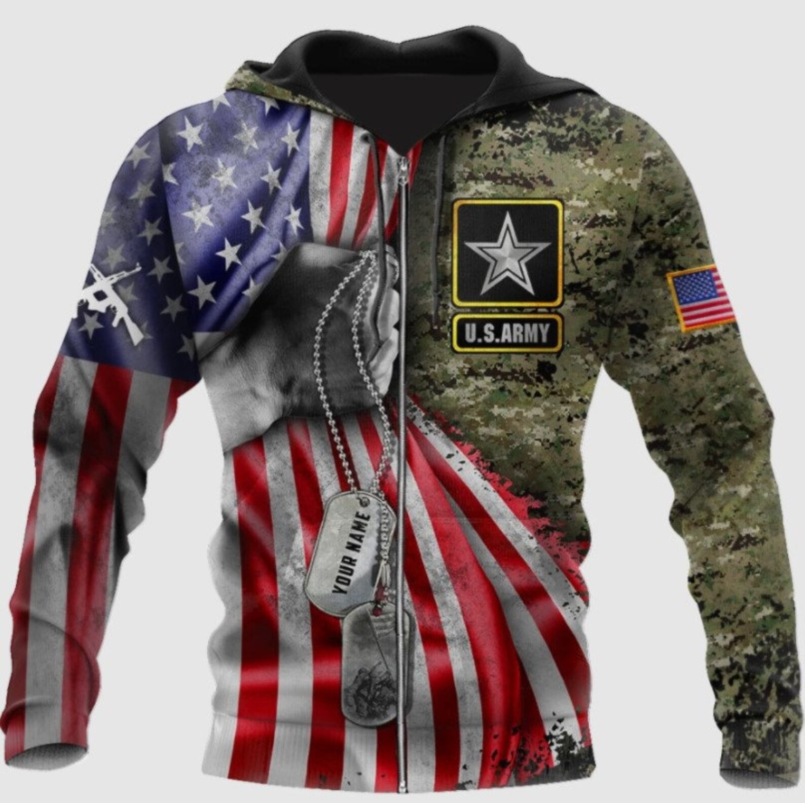US Army tag Custom name 3D Hoodie For Men and Women Hoodie Etsy