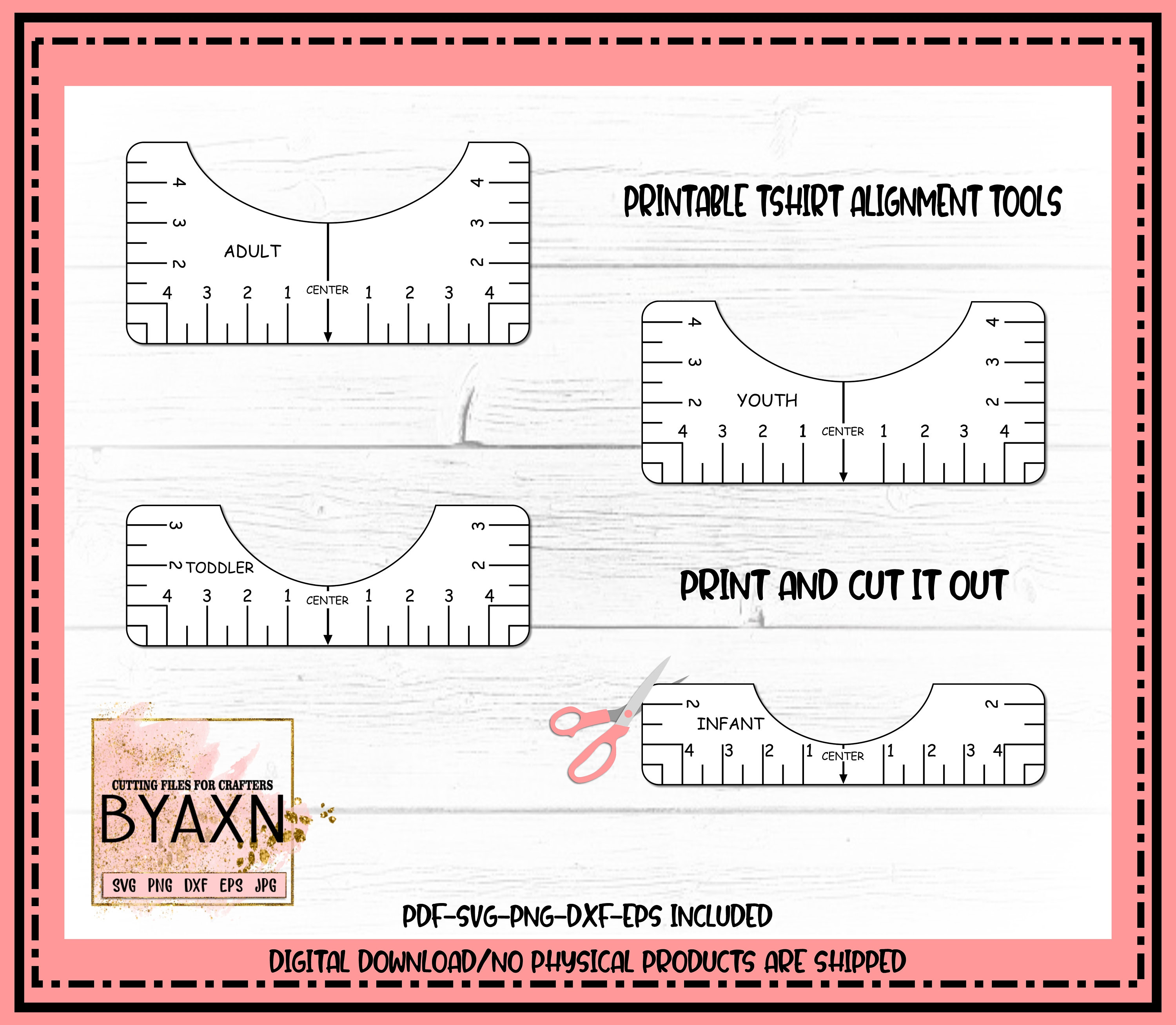 t shirt alignment tool printable pdf printable digital file etsy