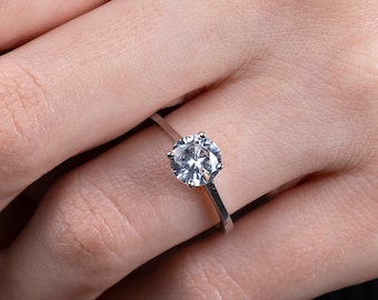 1.5ct Round Moissanite Solitaire Ring, 14k Solid Gold or Silver Engagement Ring
