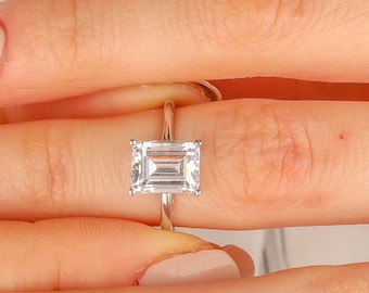 14k massivt guld smaragdslipad solitärring | 2,50ct jubileumsring