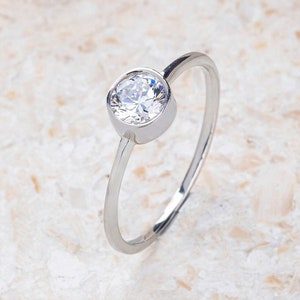 Moissanite Solitaire Ring , 0.50 ct Engagement Ring , CZ Promise Ring , Sterling Silver Wedding Ring, Bridal Jewelry, Anniversary Gift