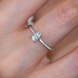 14k Solid Gold Oval Solitaire Ring: 0.50 ct CZ Engagement Ring