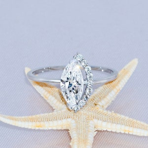 14K Solid Gold 1ct Solitaire Marquise Ring ,   Cz Engagement Ring , Wedding Ring , Gift for Her