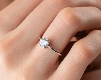 Handmade 0.50ct Moissanite Solitaire Ring: Sterling Silver CZ Wedding Jewelry