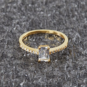 Emerald Cut Half Eternity Ring: Sterling Silver CZ Anniversary Band