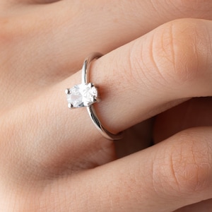 Handmade Oval Cut Solitaire Ring: 925 Silver, Moissanite or Cubic Zirconia