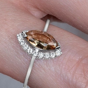 14K Gold Solitaire Marquise Ring: Color Change Diaspore Zultanite