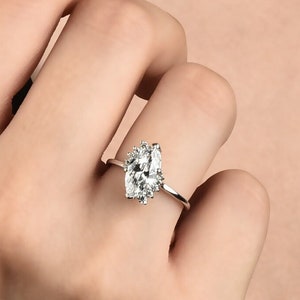 Handmade 2.00 CT Marquise Cut Silver Solitaire Ring: Anniversary Promise Ring