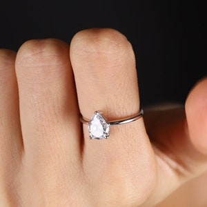 Pear-Shaped Moissanite Wedding Ring in Gold or Silver -  1.25ct Engagement Jewelry