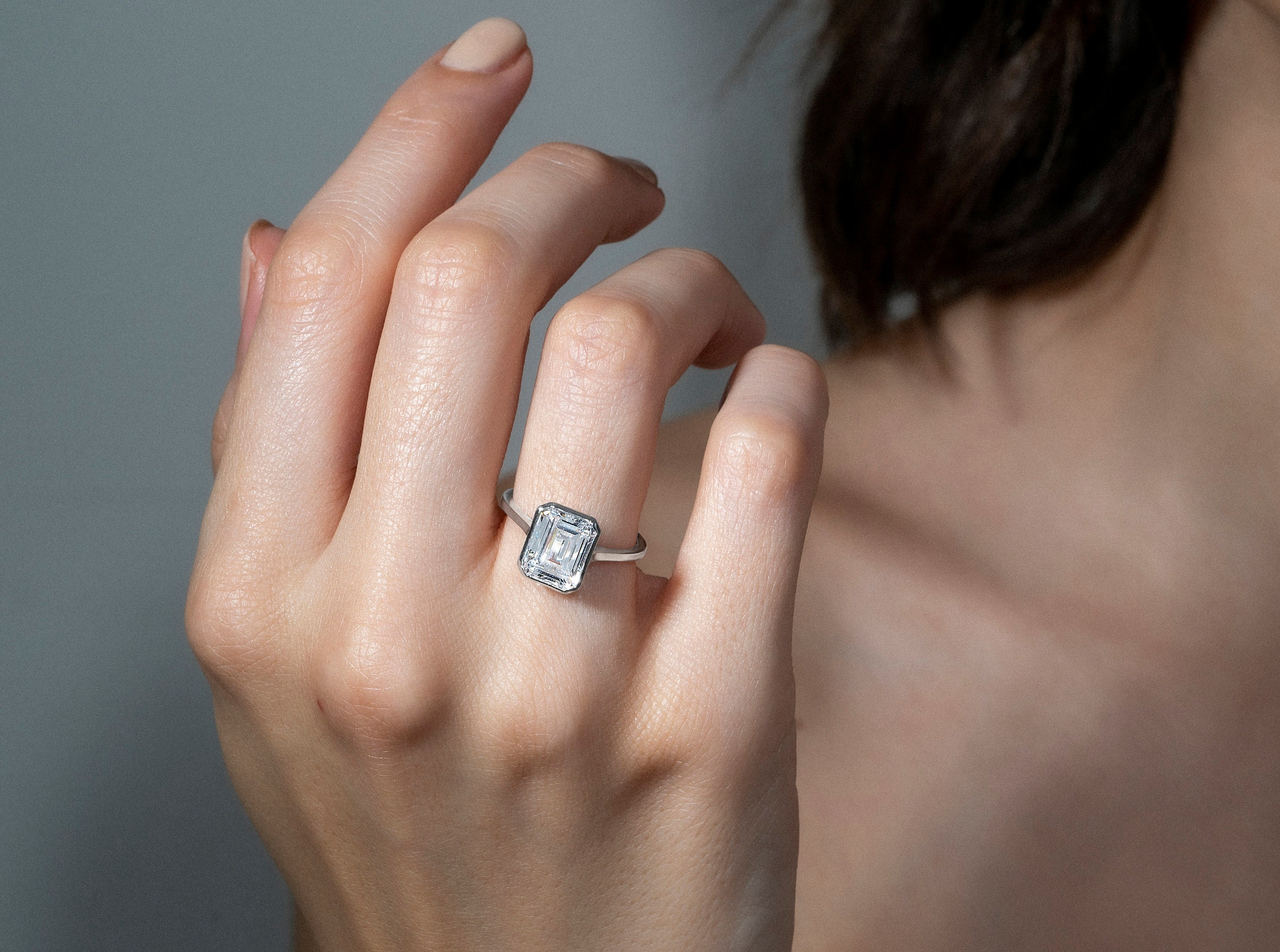 3 Ct Emerald Cut Solitaire Engagement Ring Silver CZ Emerald Cut