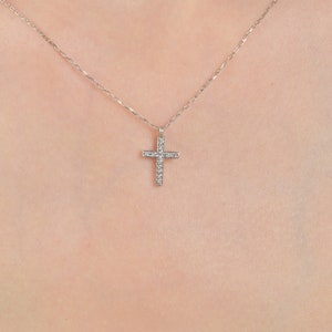 14K Gold Mini CZ Kreuz Anhänger | Silber & Gold zierliche Kreuz Halskette | Christliches Geschenk für Frauen